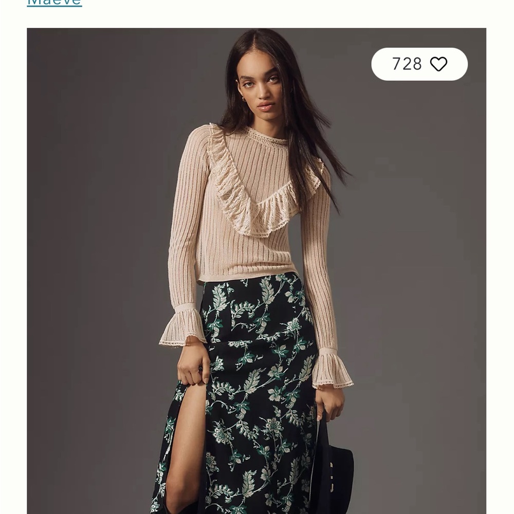 The Lille Side-Slit Midi Skirt by Maeve. Size 4